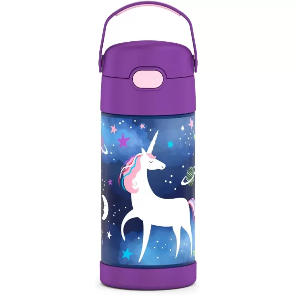 imageTHERMOS FUNTAINER Water Bottle with Straw  12 Ounce Pink Glitter  Kids Stainless Steel Vacuum Insulated Water Bottle with LidSpace Unicorn