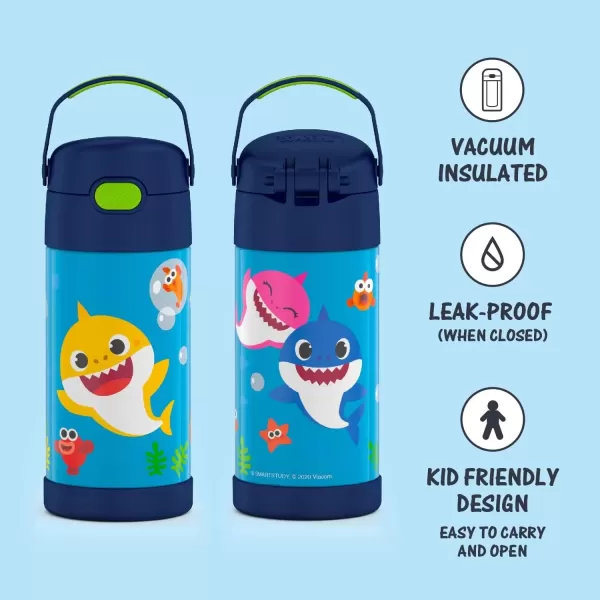 imageTHERMOS FUNTAINER Water Bottle with Straw  12 Ounce Super Mario Brothers  Kids Stainless Steel Vacuum Insulated Water Bottle with LidStyle May VaryBaby Shark