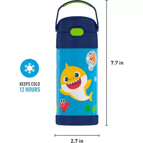 imageTHERMOS FUNTAINER Water Bottle with Straw  12 Ounce Super Mario Brothers  Kids Stainless Steel Vacuum Insulated Water Bottle with LidStyle May VaryBaby Shark