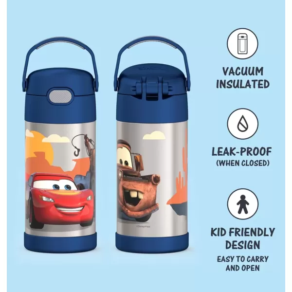 imageTHERMOS FUNTAINER Water Bottle with Straw  12 Ounce Super Mario Brothers  Kids Stainless Steel Vacuum Insulated Water Bottle with LidStyle May VaryCars