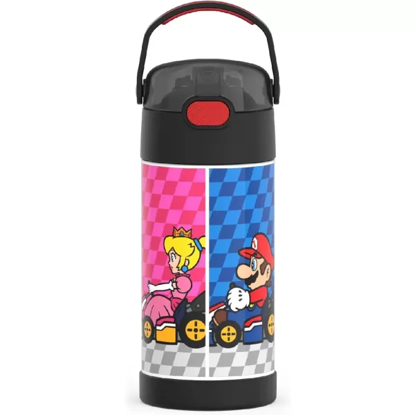 imageTHERMOS FUNTAINER Water Bottle with Straw  12 Ounce Super Mario Brothers  Kids Stainless Steel Vacuum Insulated Water Bottle with LidStyle May VarySuper Mario Brothers