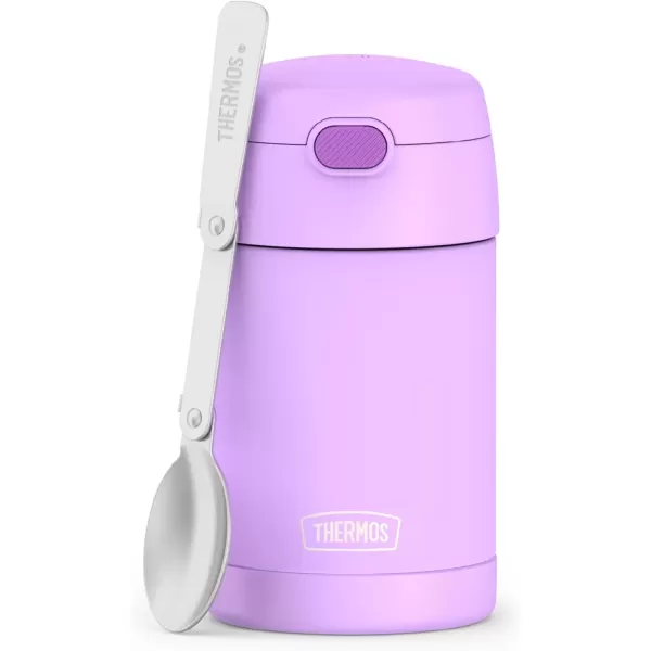 imageTHERMOS FUNTAINER 16 Ounce Stainless Steel Vacuum Insulated Food Jar with Folding Spoon Neon PinkNeon Purple