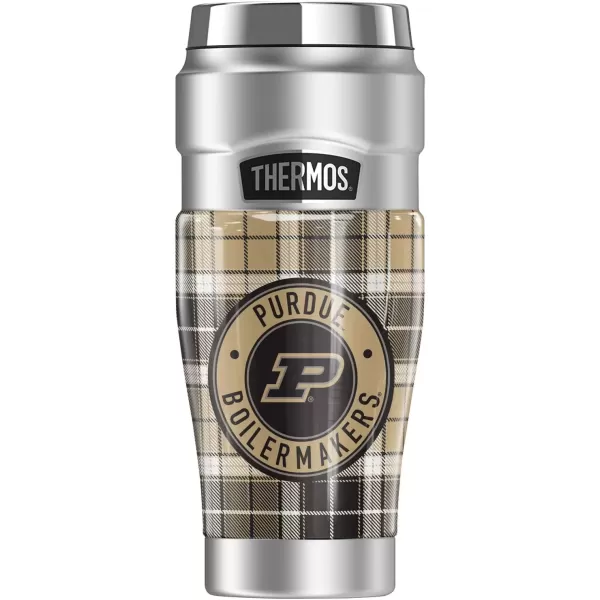 imagePurdue University Plaid THERMOS STAINLESS KING Stainless Steel Travel Tumbler Vacuum insulated ampamp Double Wall 16ozPURDUE UNIVERSITY