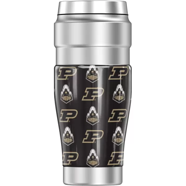 imageTHERMOS Purdue University Logo Pattern STAINLESS KING Stainless Steel Travel Tumbler Vacuum insulated ampamp Double Wall 16oz