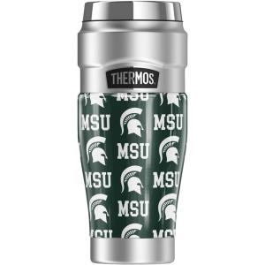 imageTHERMOS Michigan State University Logo Pattern STAINLESS KING Stainless Steel Travel Tumbler Vacuum insulated ampamp Double Wall 16ozMICHIGAN STATE UNIVERSITY