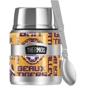 imageTHERMOS LSU Tigers Spirit Diagonal Stripes STAINLESS KING Stainless Steel Food Jar with Folding Spoon Vacuum insulated ampamp Double Wall 16ozLOUSIANA STATE UNIVERSITY SPIRIT PATTERN