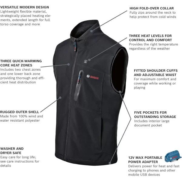 BOSCH GHJ12V-20XLN12 12V Max Heated Jacket Kit with Portable Power Adapter - Size XLarge