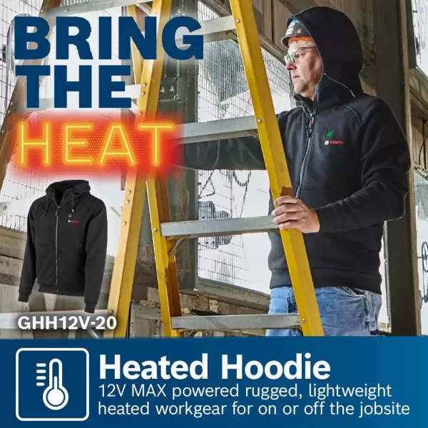 BOSCH GHJ12V-20XLN12 12V Max Heated Jacket Kit with Portable Power Adapter - Size XLarge