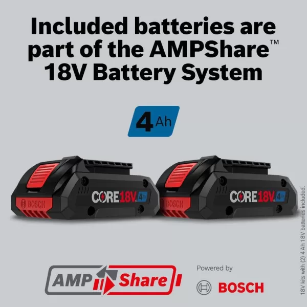 BOSCH GSR18V-800CN 18V Brushless Connected-Ready 1/2 In. Drill/Driver  18V 4 Ah Batteries)