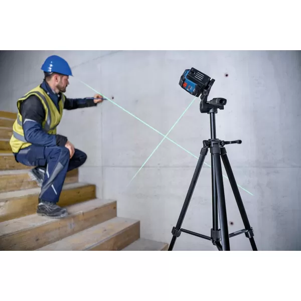 BOSCH GLL50-20GL 65ft Green-Beam Cross-Line Laser with VisiMax Technology, Rechargable Lithium-Ion Battery, Self-Leveling, with Magnetic Mount