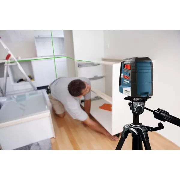 BOSCH GLL50-20GL 65ft Green-Beam Cross-Line Laser with VisiMax Technology, Rechargable Lithium-Ion Battery, Self-Leveling, with Magnetic Mount