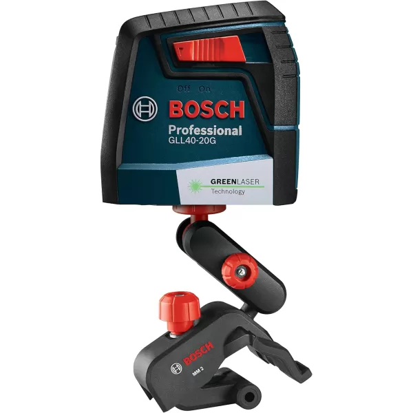 BOSCH GLL50-20GL 65ft Green-Beam Cross-Line Laser with VisiMax Technology, Rechargable Lithium-Ion Battery, Self-Leveling, with Magnetic Mount