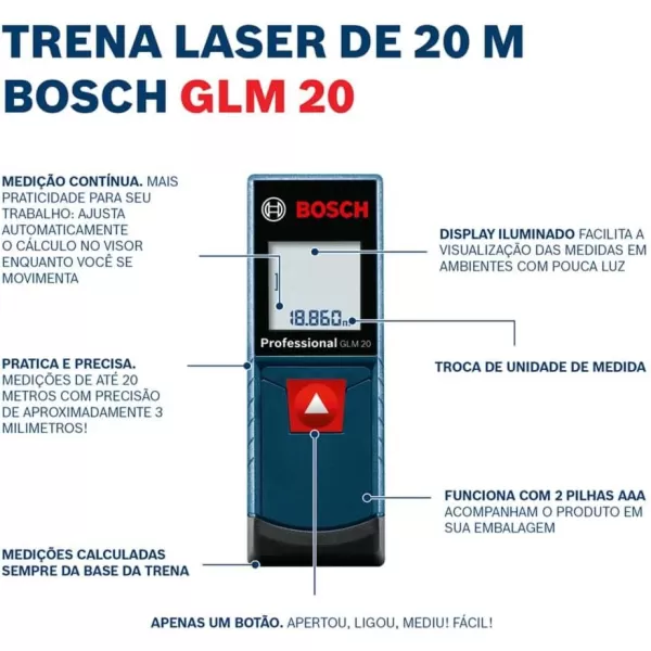 BOSCH GLM100-23 100ft Laser Measure with Backlit Display,