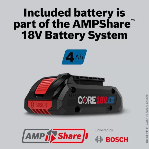 BOSCH GSB18V-800CB24 1/2 In. Brushless Connected-Ready Hammer Drill/Driver Kit with  CORE18V® 4 Ah Advanced Power Battery 18V 4 Ah Battery)