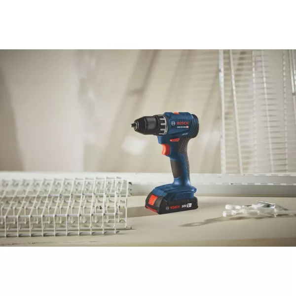 BOSCH GSR18V-400B12 18V Compact Brushless 1/2 In. Drill/Driver Kit with  2.0 Ah SlimPack Battery 2.0 Ah Batteries)