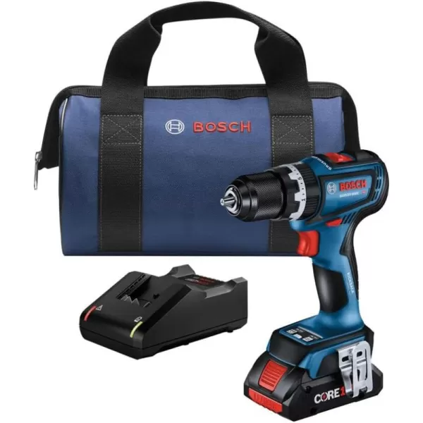 BOSCH GSB18V-800CB24 1/2 In. Brushless Connected-Ready Hammer Drill/Driver Kit with  CORE18V® 4 Ah Advanced Power Battery 18V 4 Ah Battery)