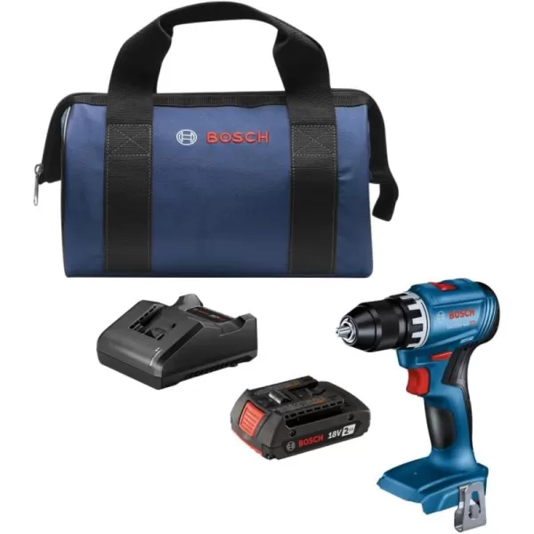 BOSCH GSR18V-400B12 18V Compact Brushless 1/2 In. Drill/Driver Kit with  2.0 Ah SlimPack Battery 2.0 Ah Battery)