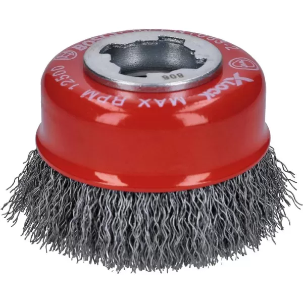 BOSCH WBX418 4-1/2 In. X-LOCK Arbor Tempered Steel Crimped Wire Wheel For Applications in De-burring, Removing Oxides, Flash Removal, Edge Blending
