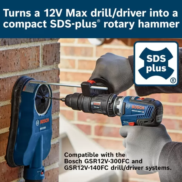 BOSCH GSR12V-300FCB22 12V Max EC Brushless Flexiclick 5-In-1 Drill/Driver System with  2.0 Ah Batteries and BOSCH GFA12-H SDS-plus® Rotary Hammer Attachment