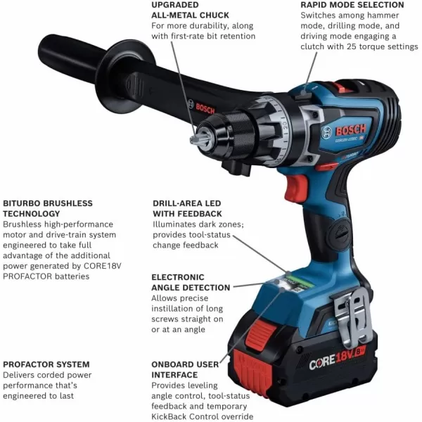 Bosch GSR18V-1330CB14-RT 18V PROFACTOR Brushless Lithium-Ion 1/2 in. Cordless Connected-Ready Drill Driver Kit  