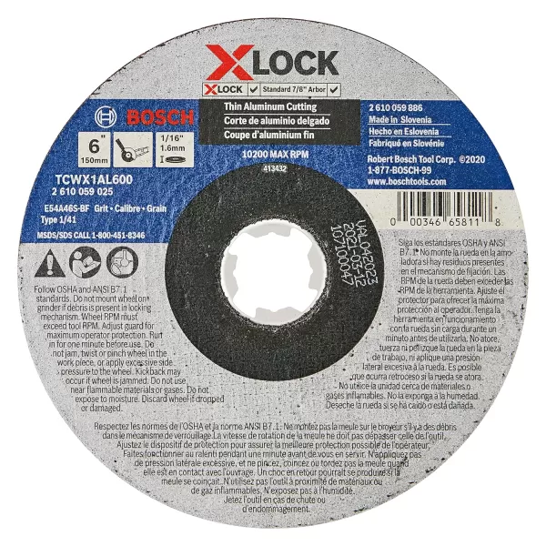 BOSCH CWX27M450 4-1/2 In. x .098 In. X-LOCK Metal Cutting Abrasive Wheel 30 Grit Compatible with 7/8 In. Arbor Type 27A  for Applications in Metal Cutting
