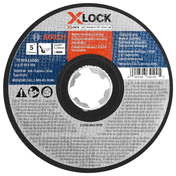 BOSCH CWX27M450 4-1/2 In. x .098 In. X-LOCK Metal Cutting Abrasive Wheel 30 Grit Compatible with 7/8 In. Arbor Type 27A  for Applications in Metal Cutting