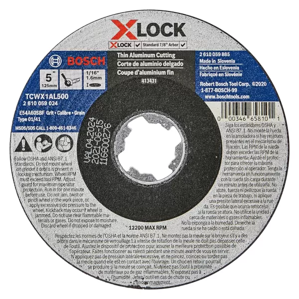BOSCH CWX27M450 4-1/2 In. x .098 In. X-LOCK Metal Cutting Abrasive Wheel 30 Grit Compatible with 7/8 In. Arbor Type 27A  for Applications in Metal Cutting