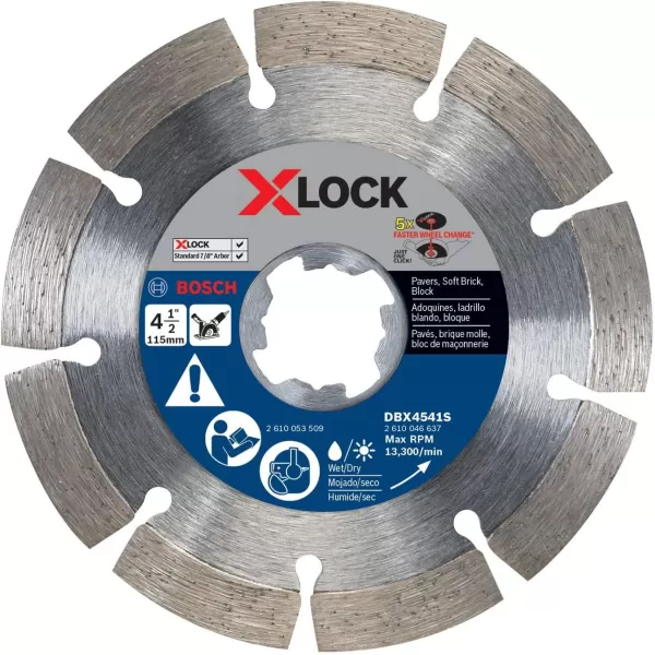 BOSCH DBX641S 6 In. X-LOCK Segmented Rim Diamond Blade Compatible with 7/8 In. Arbor for Application in Pavers, Soft Brick, Block