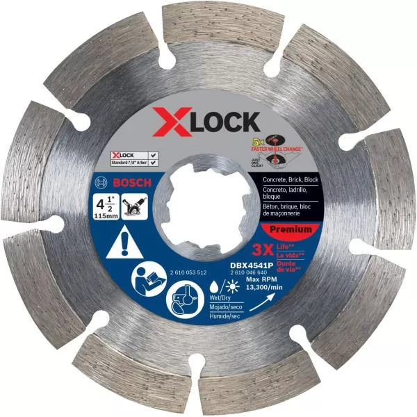 BOSCH DBX641S 6 In. X-LOCK Segmented Rim Diamond Blade Compatible with 7/8 In. Arbor for Application in Pavers, Soft Brick, Block