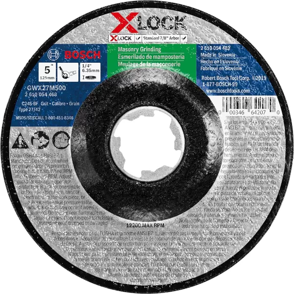 BOSCH GWX27AL600 6 In. x 1/4 In. X-LOCK Metal Grinding Abrasive Wheel 24 Grit Compatible with 7/8 In. Arbor Type 27 for Applications in Aluminum Grinding