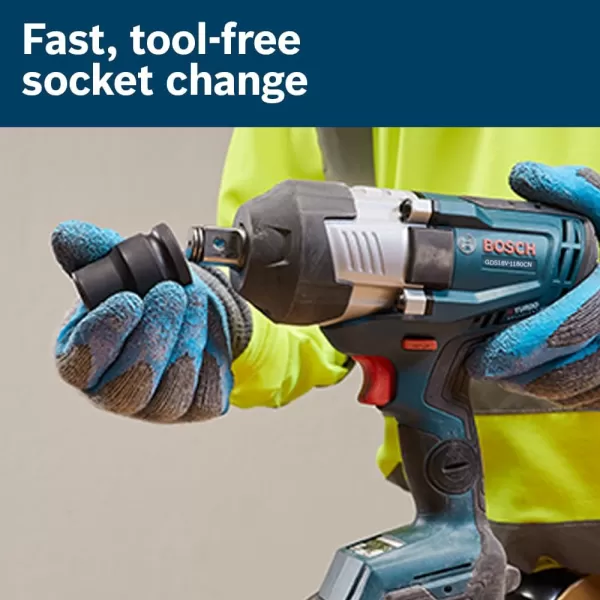 BOSCH GDS18V-1180CN PROFACTOR™ 18V Connected-Ready 3/4 In. Impact Wrench with Friction Ring and Thru-Hole 
