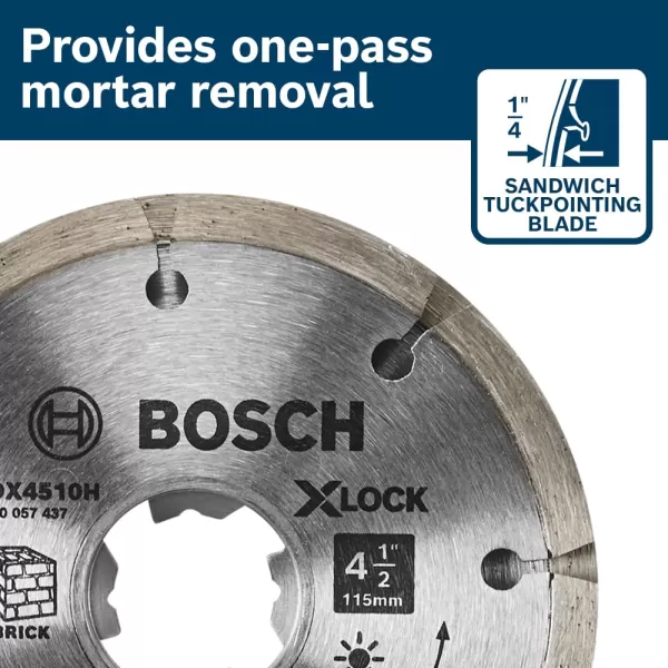 BOSCH DDX4510H 4-1/2 in. X-Lock Premium Sandwich Tuckpointing Blade Compatible with 7/8 in. Arbor for Application in Dry Tuckpointing