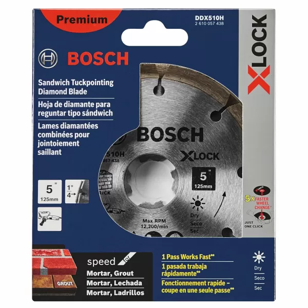 BOSCH DDX4510H 4-1/2 in. X-Lock Premium Sandwich Tuckpointing Blade Compatible with 7/8 in. Arbor for Application in Dry Tuckpointing