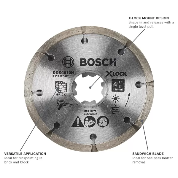BOSCH DDX4510H 4-1/2 in. X-Lock Premium Sandwich Tuckpointing Blade Compatible with 7/8 in. Arbor for Application in Dry Tuckpointing