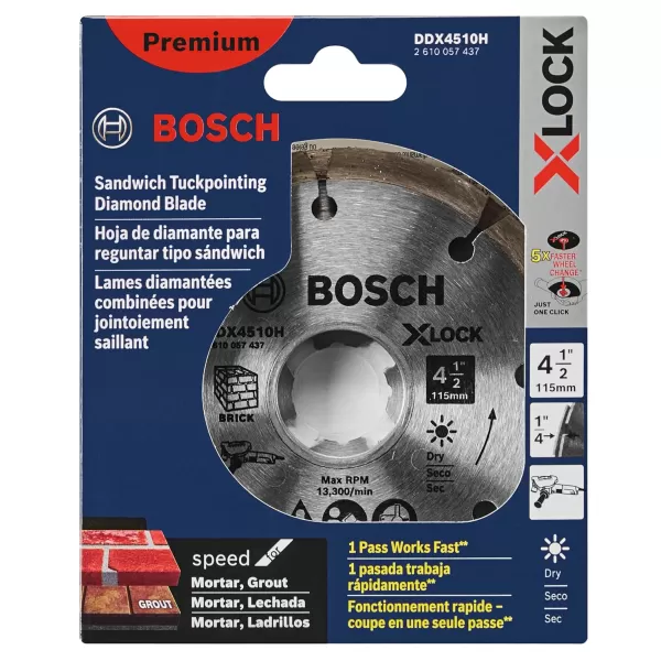BOSCH DDX4510H 4-1/2 in. X-Lock Premium Sandwich Tuckpointing Blade Compatible with 7/8 in. Arbor for Application in Dry Tuckpointing