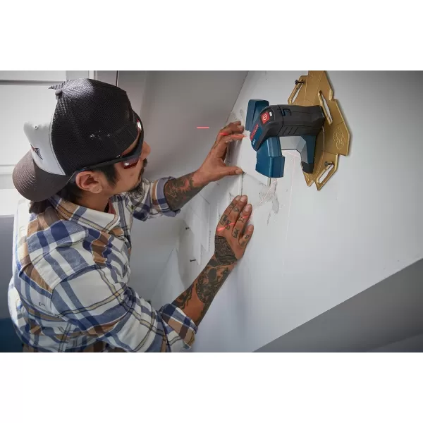 BOSCH GTL3 65 Ft Wall &amp; Floor Covering Laser, Includes 4 AA Batteries, Versatile Steel Positioning Plate, Laser Target, &amp; Pouch