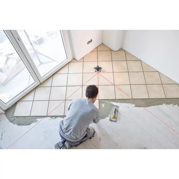 BOSCH GTL3 65 Ft Wall &amp; Floor Covering Laser, Includes 4 AA Batteries, Versatile Steel Positioning Plate, Laser Target, &amp; Pouch