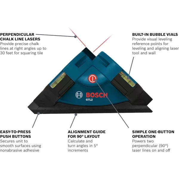 BOSCH GTL3 65 Ft Wall &amp; Floor Covering Laser, Includes 4 AA Batteries, Versatile Steel Positioning Plate, Laser Target, &amp; Pouch