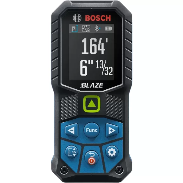 imageBOSCH GLM16527CGL 165 Ft Blaze GreenBeam Laser Distance Measure with 37V LithiumIon 10 Ah Battery Includes 10 Ah 37V LithiumIon Battery Belt Clip ampamp Pouch