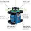 imageBOSCH GRL400080CHVK REVOLVE 18V Connected SelfLeveling HorizontalVertical Rotary Laser Kit Includes CORE18V 4 Ah Battery ampamp Charger Tripod Grade Rod Receiver Carrying Case ampamp AccessoriesGREEN  4000 ft Rotary Laser Kit wRemote