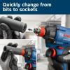 imageBOSCH GXL18V496B22 18V 4Tool Combo Kit with Compact Tough 12 In DrillDriver TwoInOne 14 In and 12 In BitSocket Impact Driver Compact Reciprocating Saw LED Worklight and 2 Ah Batteries