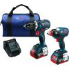 imageBosch CLPK251181 18V 2 Tool Combo Kit with 14quot and 12quot Socket Ready Impact Driver and 12quot Hammer DrillDriver BlueTool Combo Kit