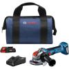 imageBOSCH GWX18V8N 18V XLOCK Brushless 412 Inch Angle Grinder with Slide Switch Toolfree Disc Swap Bare Toolw 18V 4 Ah Battery