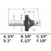 imageBosch 18Inch Radius Roundover Two flutes Router Bit with Ball Bearing