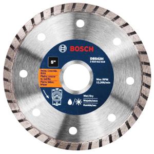 imageBOSCH DB442C 4 in Premium Turbo Rim Diamond Blade with 58 in 78 in Arbor for Smooth Cut WetDry Cutting Applications in Concrete Masonry5 In