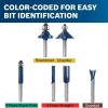imageBOSCH RBS010 10Piece 12 in and 14 in Shank CarbideTipped AllPurpose Professional Router Bits Assorted Set with Case for Applications in Straight Trimming Decorative Edging Dovetail JoineryAssorted