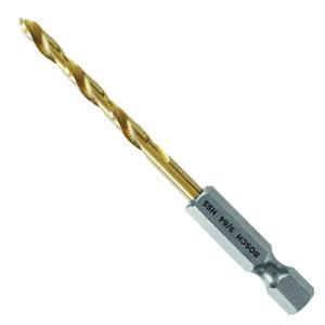 imageBOSCH TI2159IM 1Piece 12 In x 6 In Titanium Nitride Coated Metal Drill Bit Impact Tough with ImpactRated Hex Shank for Applications in HeavyGauge Carbon Steels Light Gauge Metal Hardwood964 Diameter