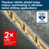 imageBOSCH TI14 14Piece Assorted Set Titanium Nitride Coated Metal Drill Bits with Included Case with ThreeFlat Shank for Applications in HeavyGauge Carbon Steels Light Gauge Metal Hardwood12 Diameter