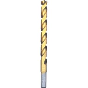imageBOSCH TI14 14Piece Assorted Set Titanium Nitride Coated Metal Drill Bits with Included Case with ThreeFlat Shank for Applications in HeavyGauge Carbon Steels Light Gauge Metal Hardwood2764 Diameter