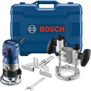imageBosch GKF125CEPK 125 HP Max VariableSpeed Palm Router Combination Kit BluePalm Router Combination Kit